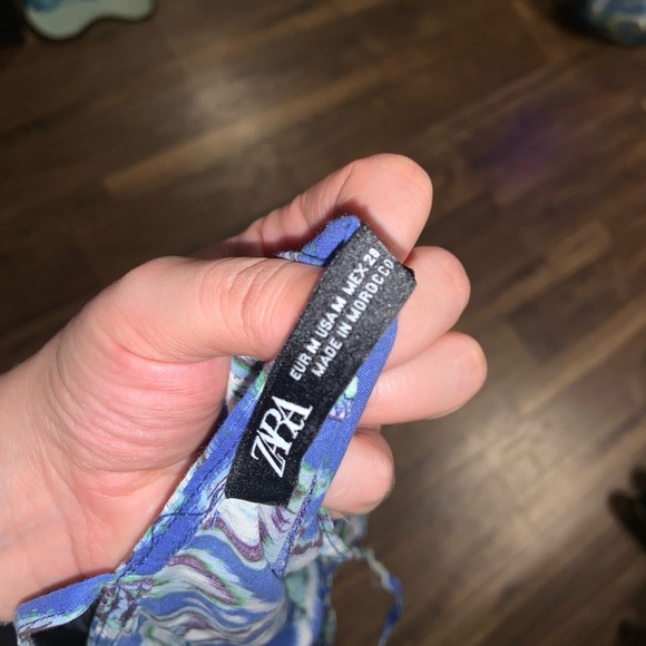 Zara printed maxi dress blue white boho formal summer  halter floral blogger fav - Picture 6 of 10